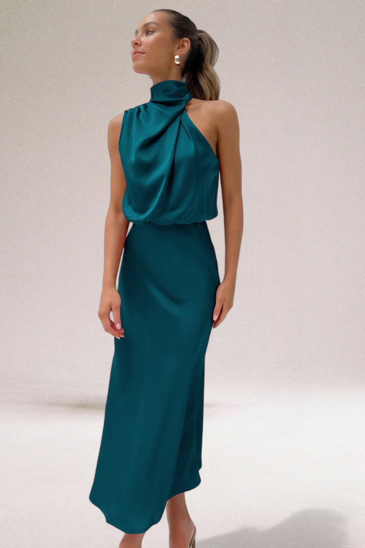 Celeste™ | Luxe Satijnen Halterjurk