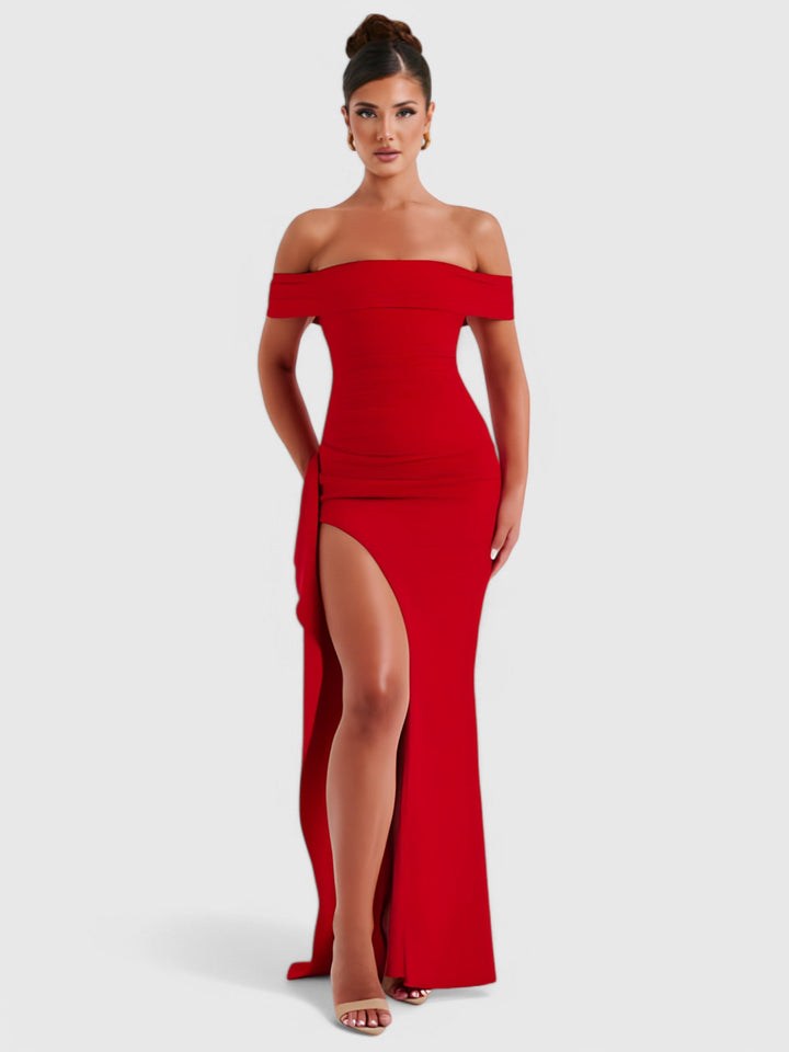 Céleste™ | Off-Shoulder Sculpted Maxi Dress