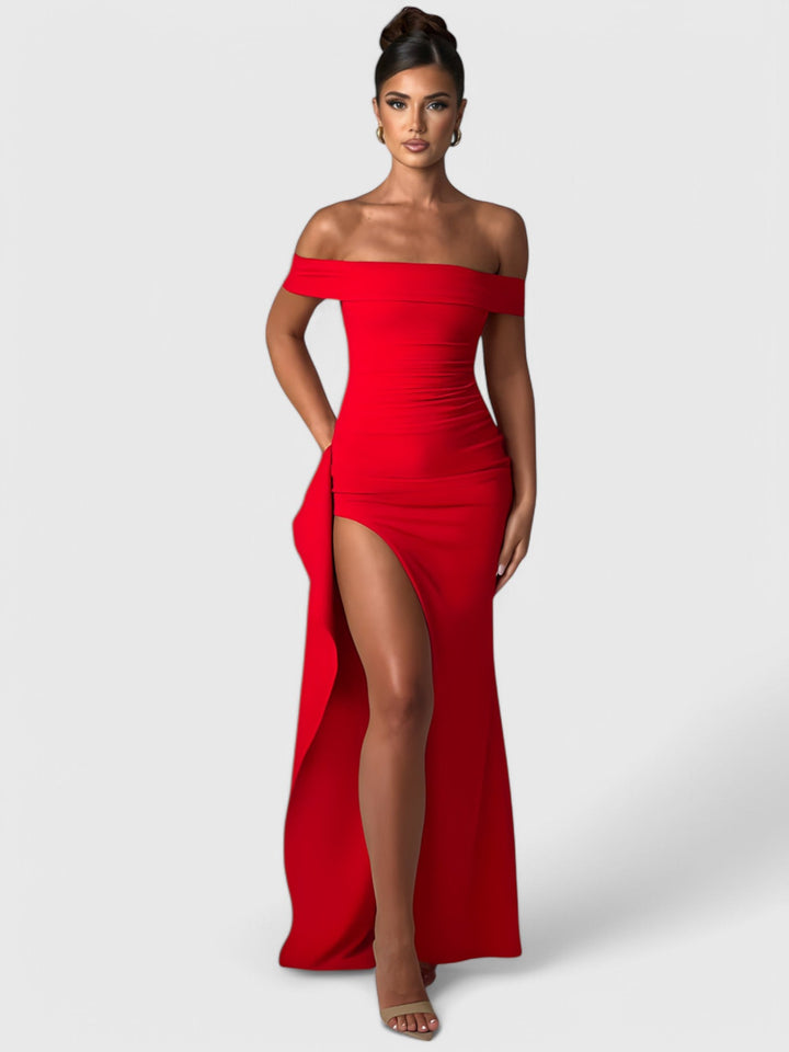 Céleste™ | Off-Shoulder Sculpted Maxi Dress