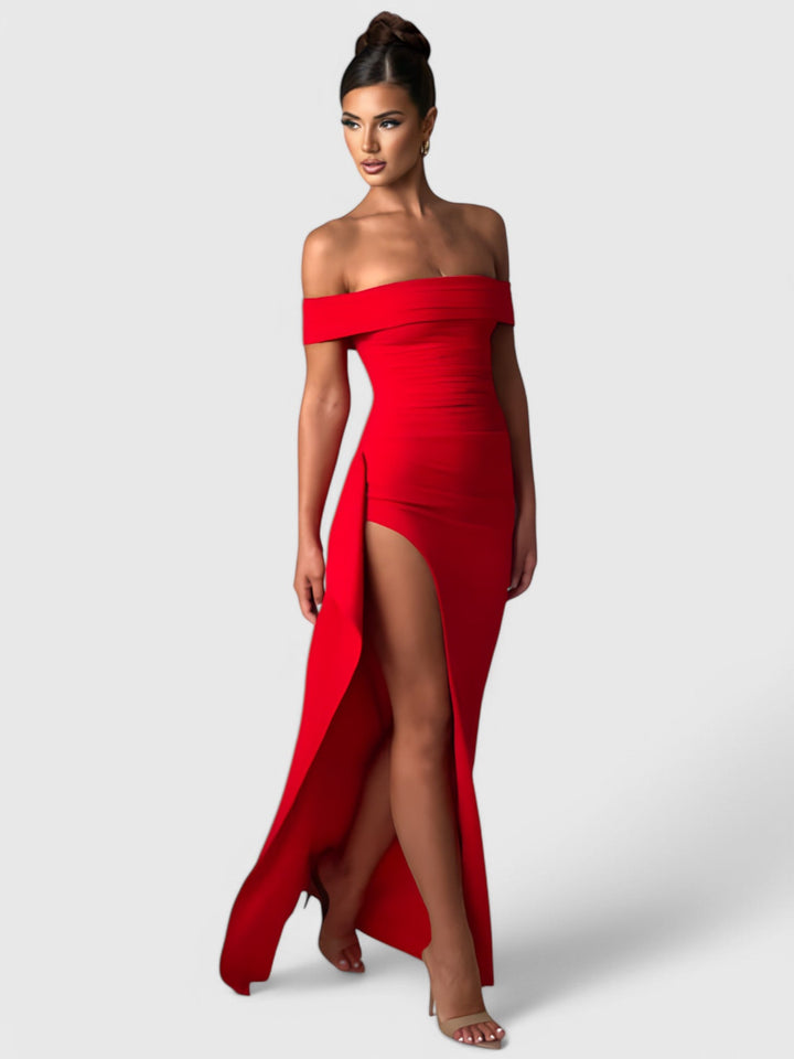 Céleste™ | Off-Shoulder Sculpted Maxi Dress
