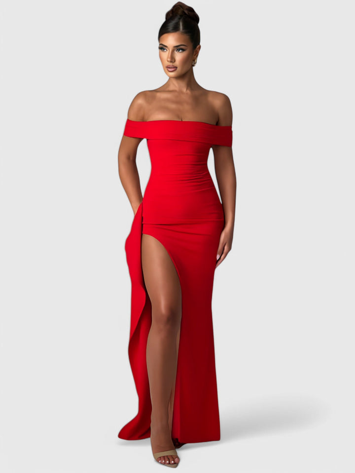 Céleste™ | Off-Shoulder Sculpted Maxi Dress