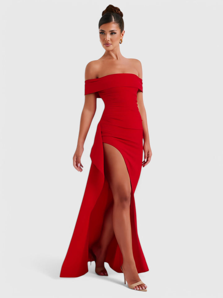 Céleste™ | Off-Shoulder Sculpted Maxi Dress